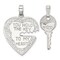 Sterling Silver Heart and Key Charm Love Pendant Jewerly 30mm x 22mm